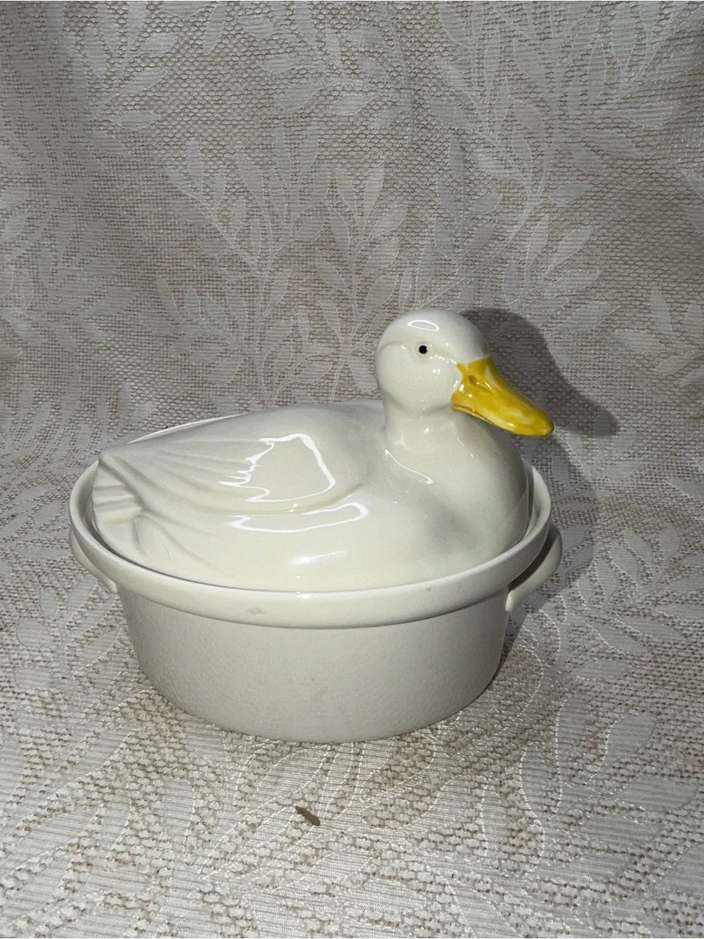 Vintage White Hall Carbone Duck Covered Casserole Dish Tureen Farmhouse Country